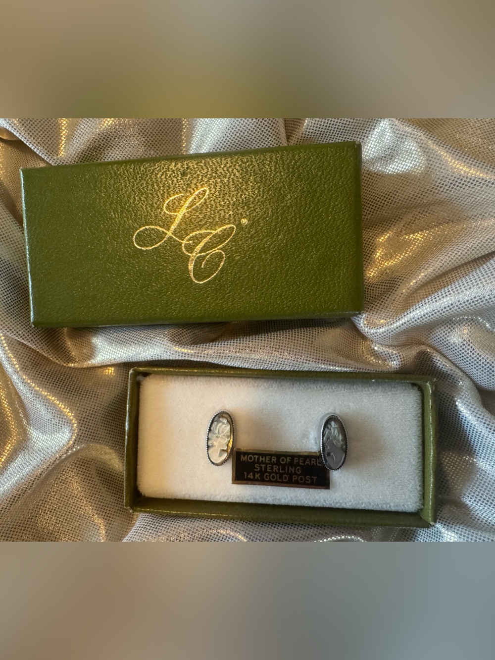 Vintage “Sarah Coventry” Post Earrings. Mother of Pearl Cameos. Circa 1972.